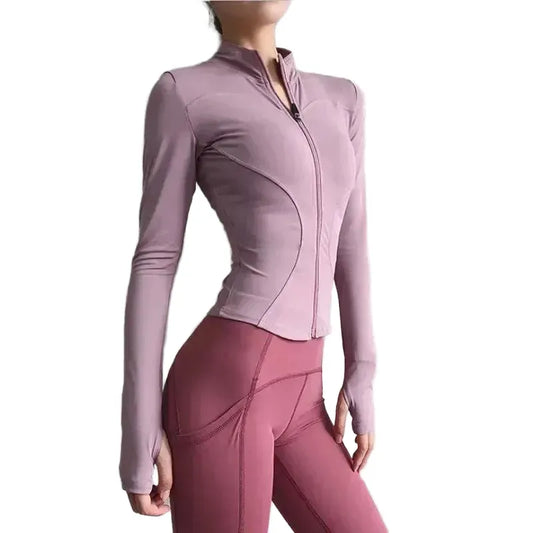 Women Long Sleeve Zip Sports Jacket For Fitness And Yoga