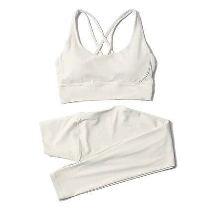 SOISOU Nylon Yoga Set Women's Tracksuit Gym Fitness Set Woman 2 Pieces Leggings Sports Bra Breathable Sportwear Woman Clothes