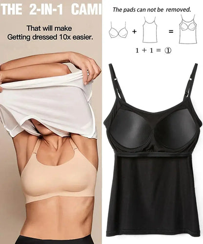 Adjustable Cotton Cami With Shelf Bra Womens Tank Top