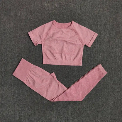 2/3/5PCS Seamless Women Yoga Set Workout Sportswear Gym Clothing Fitness Long Sleeve Crop Top High Waist Leggings Sports Suits