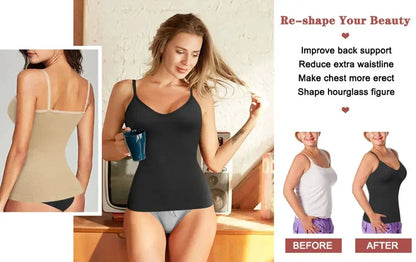 Adjustable Cotton Cami With Shelf Bra Womens Tank Top