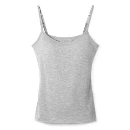 Adjustable Cotton Cami With Shelf Bra Womens Tank Top