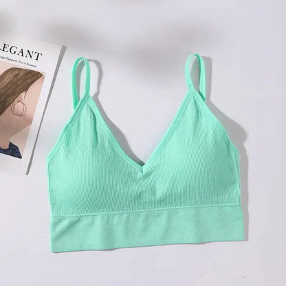 Sleek Seamless V Neck Crop Top Breathable Fitness Outfit