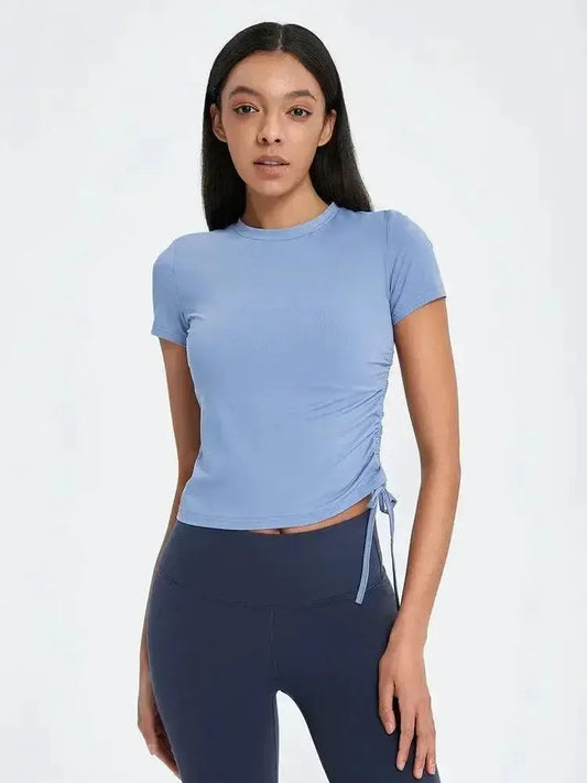 Yoga Exercise Top Elastic Fitness Tee For Women Breathable