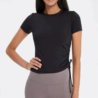 Yoga Exercise Top Elastic Fitness Tee For Women Breathable