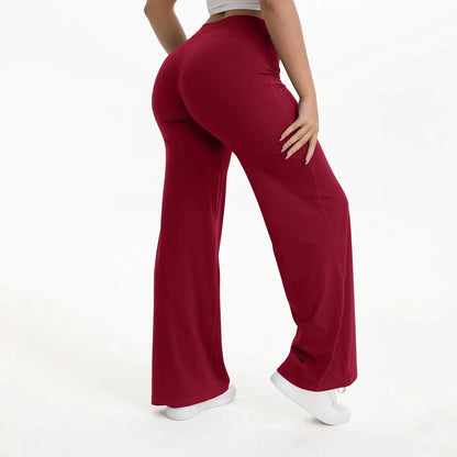 NCLAGEN SoftMotion Straight Leg Bottoms Women's Mid-Waist Yoga Pants GYM Leggings Naked Feel Pilates Running Sports Trousers