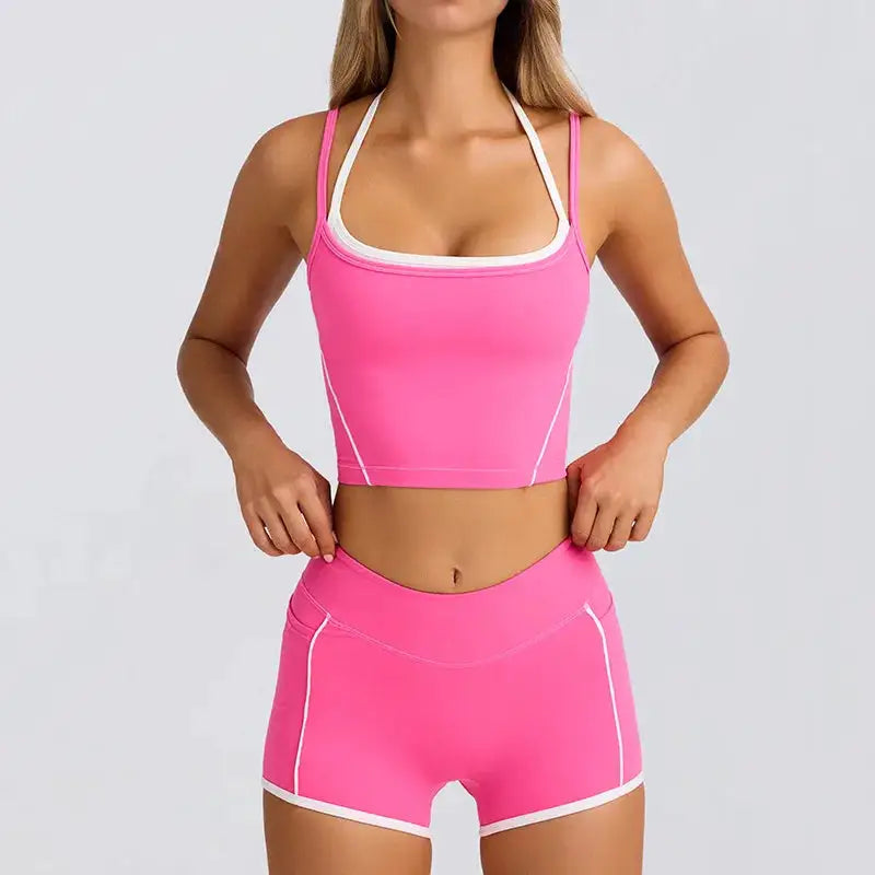 Sports Underwear Vest Shorts Suspender Bra Beauty Back Pilates Skinny High Elastic Fitness Running Yoga Set Clothes for Women