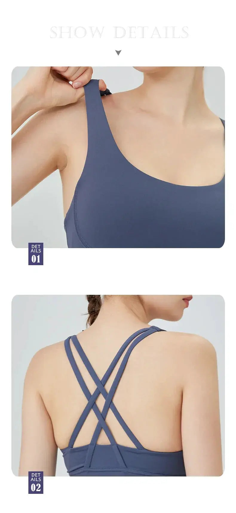 Women's Cross Back Yoga Bra for Gym Fitness Solid Color