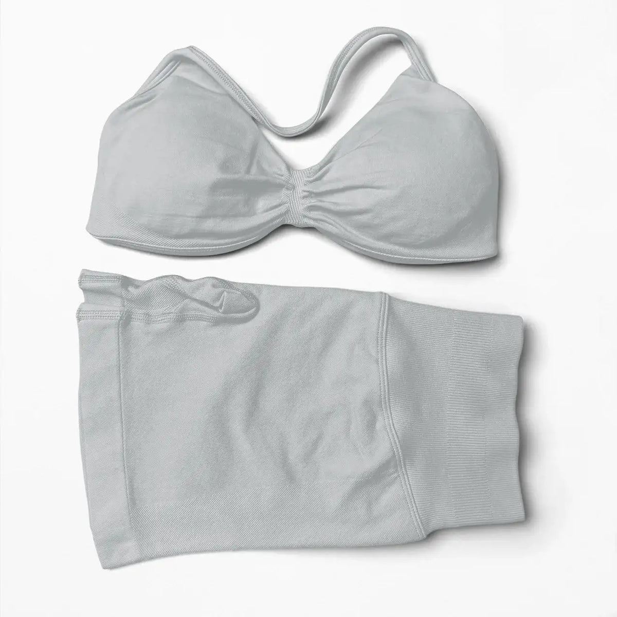 WANAYOU Seamless 2 Pcs Women Yoga Sets Halter Bras Sports Crop Tops Low Waist Scrunch Butt Gym Shorts Tight Quick Dry Leggings