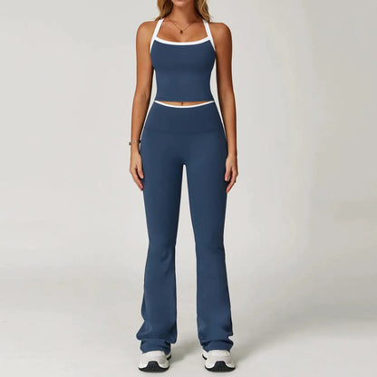 Women's Clothes 2 Pieces Workout Tracksuit Yoga Set Sportswear Gym Clothing High Waist Bell-bottoms Sexy Fitness Bta Sports Suit