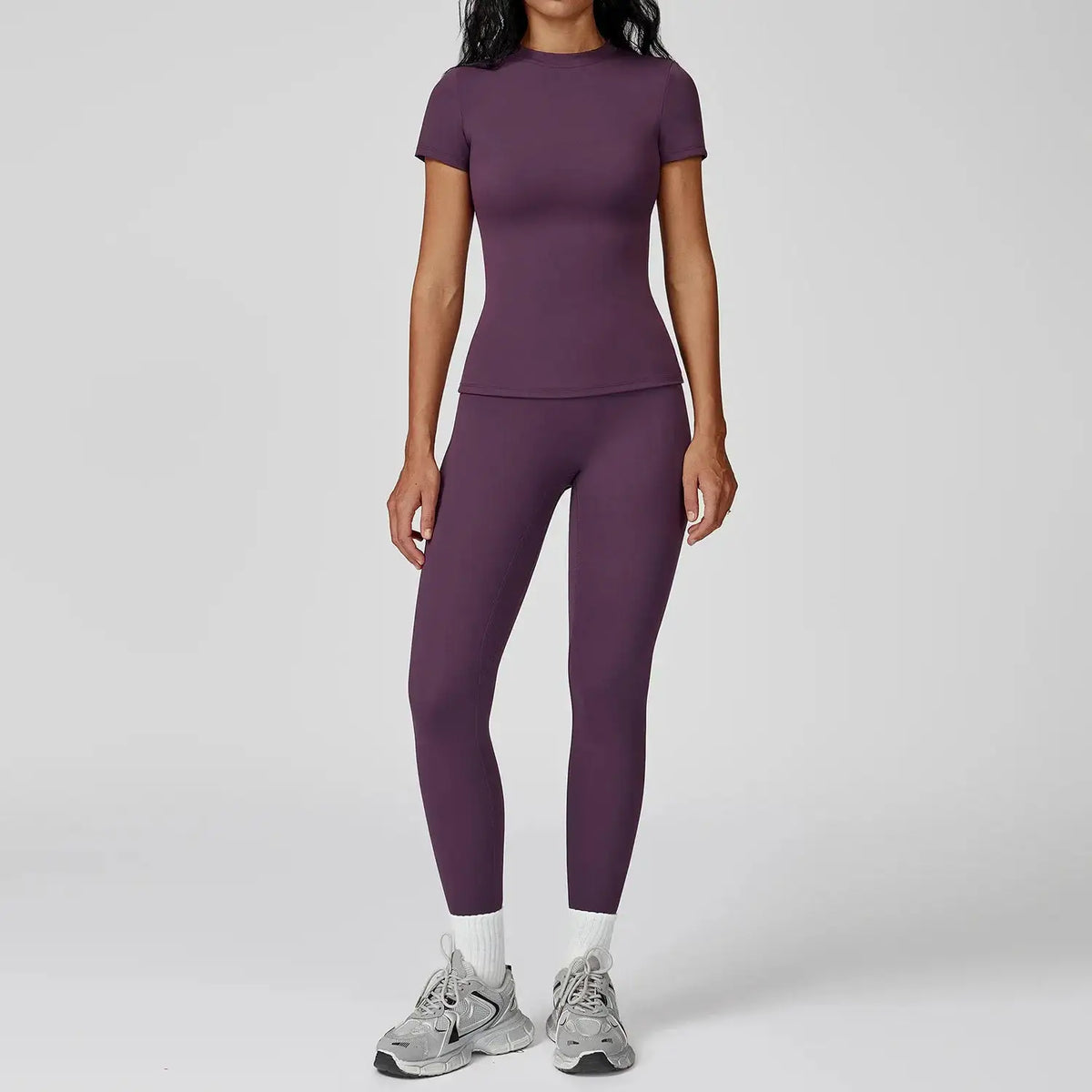Women Yoga Set 2PCS Workout Set Sportswear Gym Clothing Fitness Long Sleeve High Waist Leggings Cycling Shorts Sports Suits