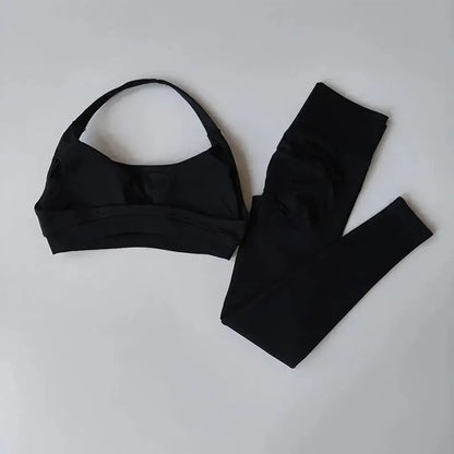Seamless Yoga Suit Women's Beauty Back Sports Bra Lingerie Peach Buttocks Fitness High Waist Legigngs Gym Yoga Suit Pilates Set