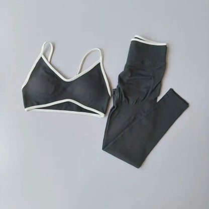 Seamless 2PCS Legging Sets Women's Strappy Sports Bras and Leggings High Waist Fitness Sculpt Leggings Running Pants Gym Suits