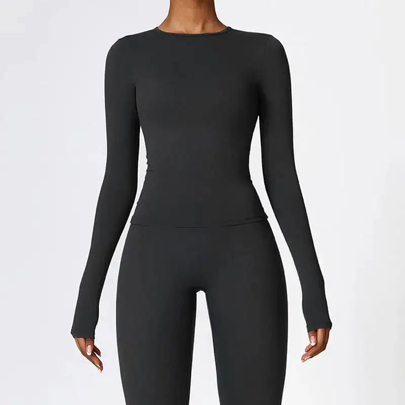 NCLAGEN Yoga Shirts For Women Long Sleeve Winter Fitness Running Gym Clothes Workout Dry Fit Breathable High Elastic Sports Top