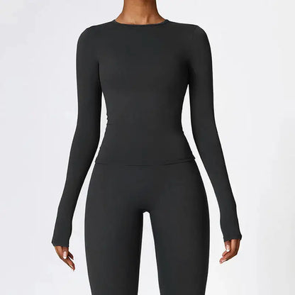 NCLAGEN Yoga Shirts For Women Long Sleeve Winter Fitness Running Gym Clothes Workout Dry Fit Breathable High Elastic Sports Top