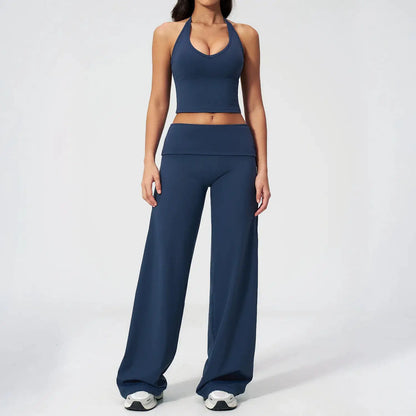 Women's Fitness Set Gym Tracksuit Breathable Sports Bra Flared Trousers Suit Workout Clothing Sportswear Female Athletic Wear