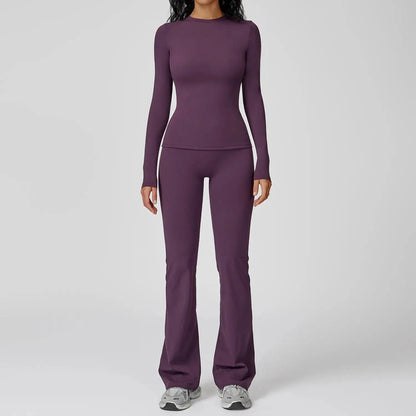 Yoga Set 2PCS Sportswear Sports Suits Women Tracksuits Gym Clothes Workout Legging Fitness Bra Crop Top Long Sleeve Sports Suit