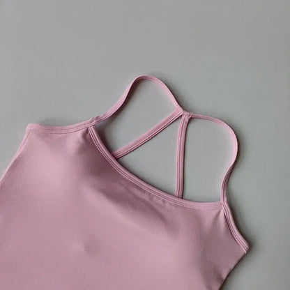 Women's Slim Fit Nude Sports Bra Yoga Fitness Vest Skin Friendly Pilates Top Beautiful Back Design Suspension Yoga Fitness Top