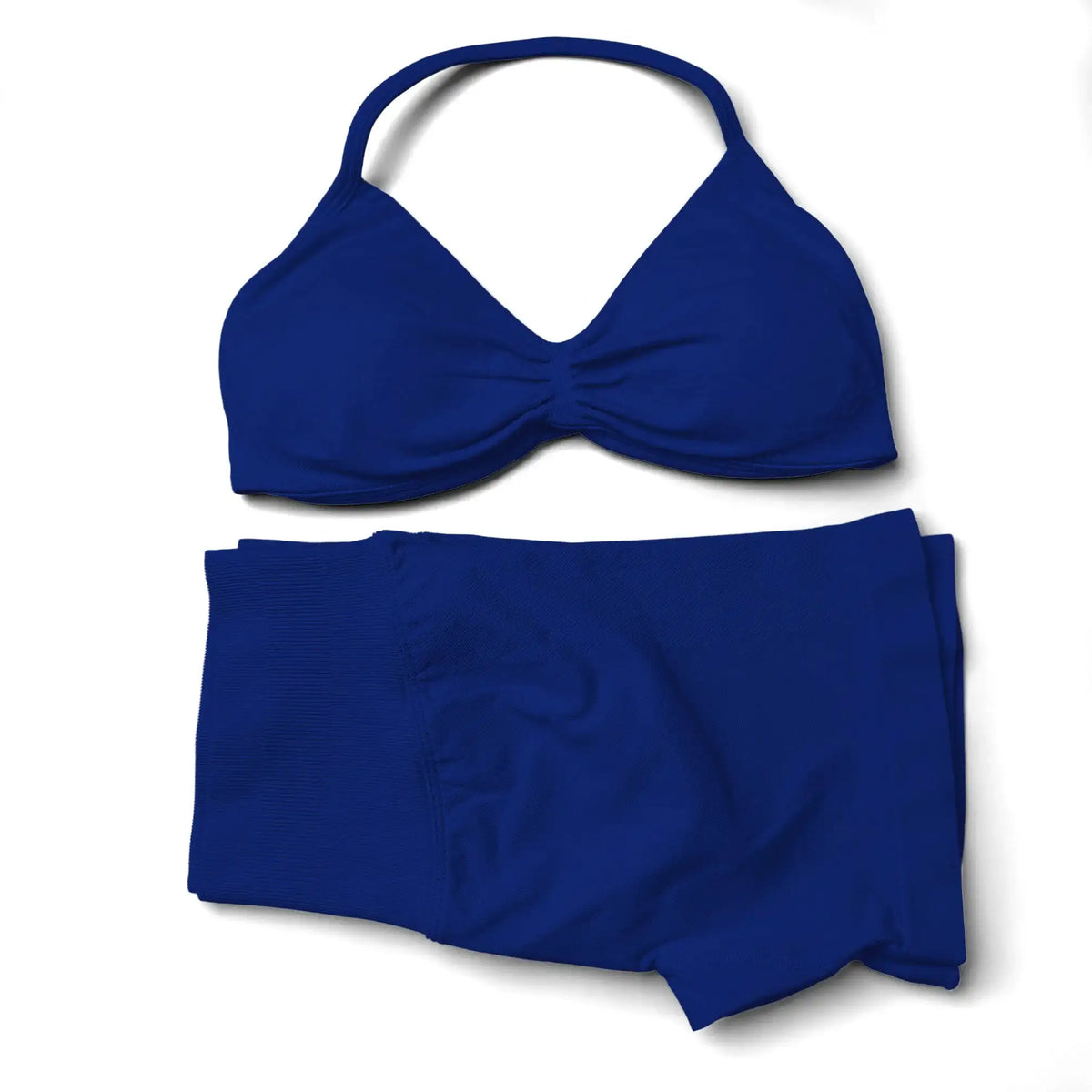 Seamless 2 Pieces Strappy Yoga Halter Bras Sets Scrunch Butt Sports Shorts Quick Dry Backless Gym Crop Tops with Pad Push Up Set