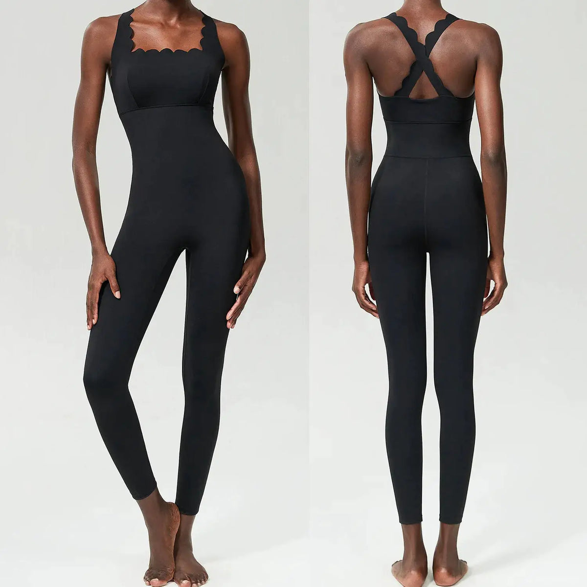 FUBEIKE Small Wave Beauty Back Yoga Fitness One-Piece Women's Plus Size Tight Super Stretch Sportswear Running Vest Jumpsuit