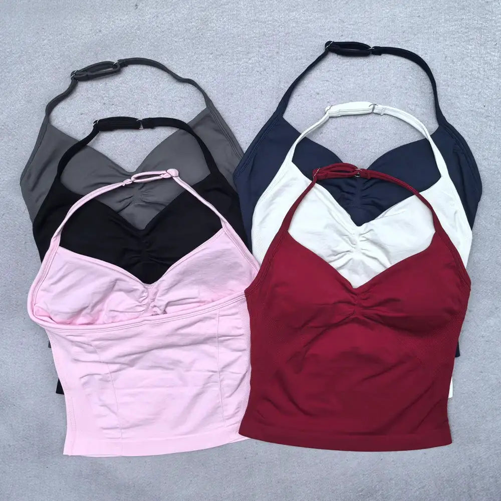 2 Pieces Yoga Set Women Backless Halter Tops High Waist Seamless Shorts Gym Suit Fitness Clothes Sportswear Workout Sets