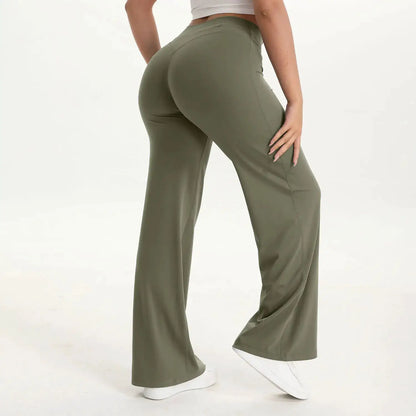 NCLAGEN SoftMotion Straight Leg Bottoms Women's Mid-Waist Yoga Pants GYM Leggings Naked Feel Pilates Running Sports Trousers