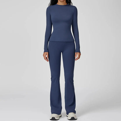 Yoga Set 2PCS Sportswear Sports Suits Women Tracksuits Gym Clothes Workout Legging Fitness Bra Crop Top Long Sleeve Sports Suit