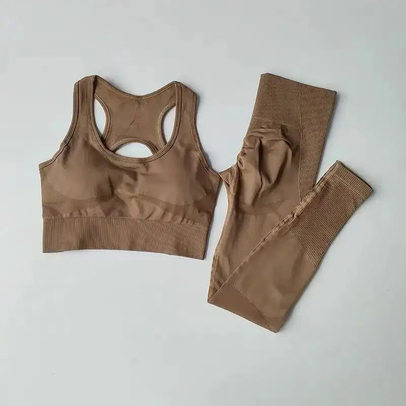 2PCS Sports Bra Women's Set Professional Fitness Tank Top Bra Shockproof Running Leggings Yoga Suit Beautiful Back Bra Clothing