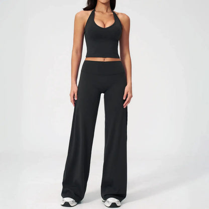 Women's Fitness Set Gym Tracksuit Breathable Sports Bra Flared Trousers Suit Workout Clothing Sportswear Female Athletic Wear