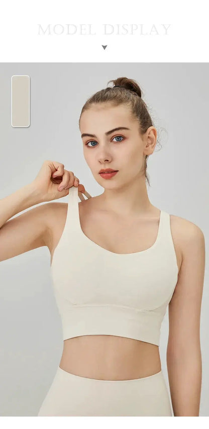 Women's Cross Back Yoga Bra for Gym Fitness Solid Color