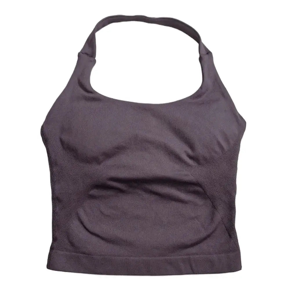 Gym Top Women Clothes Strappy Workout Tank Top Padded Sports Bra Backless Yoga Shirts Seamless Gym Crop Top Halter Fitness Vest