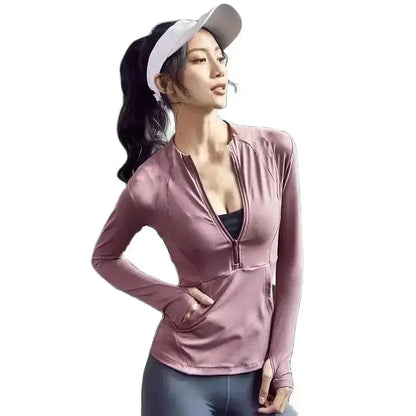 Women Long Sleeve Zip Sports Jacket For Fitness And Yoga