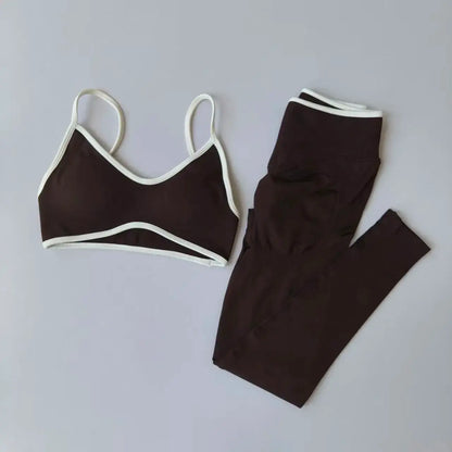 Seamless 2PCS Legging Sets Women's Strappy Sports Bras and Leggings High Waist Fitness Sculpt Leggings Running Pants Gym Suits