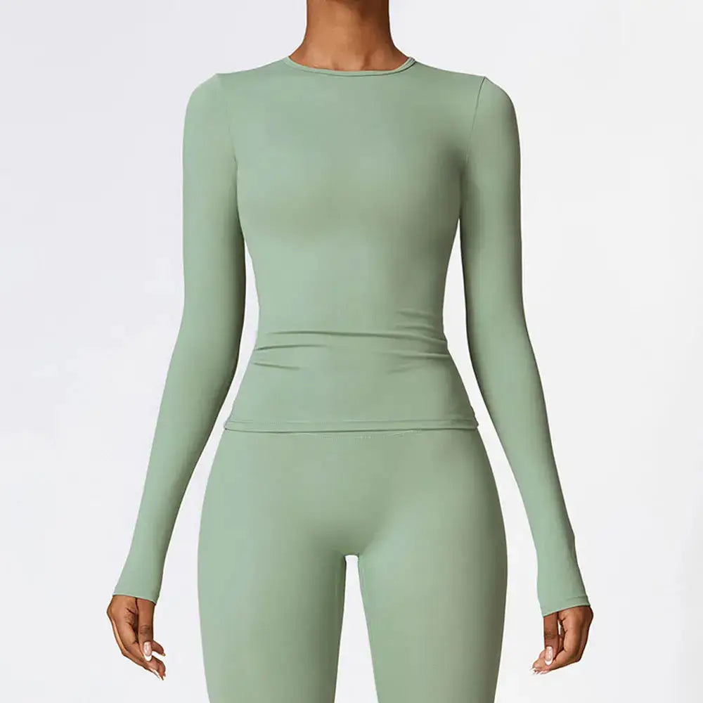 NCLAGEN Yoga Shirts For Women Long Sleeve Winter Fitness Running Gym Clothes Workout Dry Fit Breathable High Elastic Sports Top