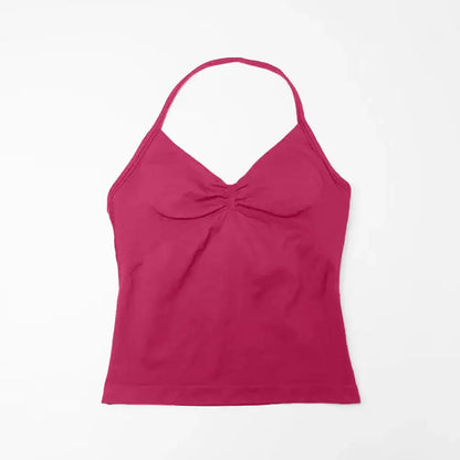 NCLAGEN Gym Longline Strappy Top Women Seamless Yoga Tank With Removable Pads V Neck Workout Clothes Sports Running Fitness Vest