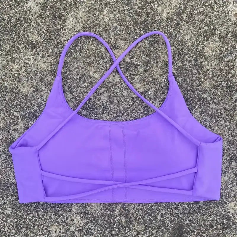 Sexy Soft Fitness Sport Bra Spaghetti Strap Cross Back Hollow Women Top Tight Gym Yoga underwear Athletic Workout With Chest Pad