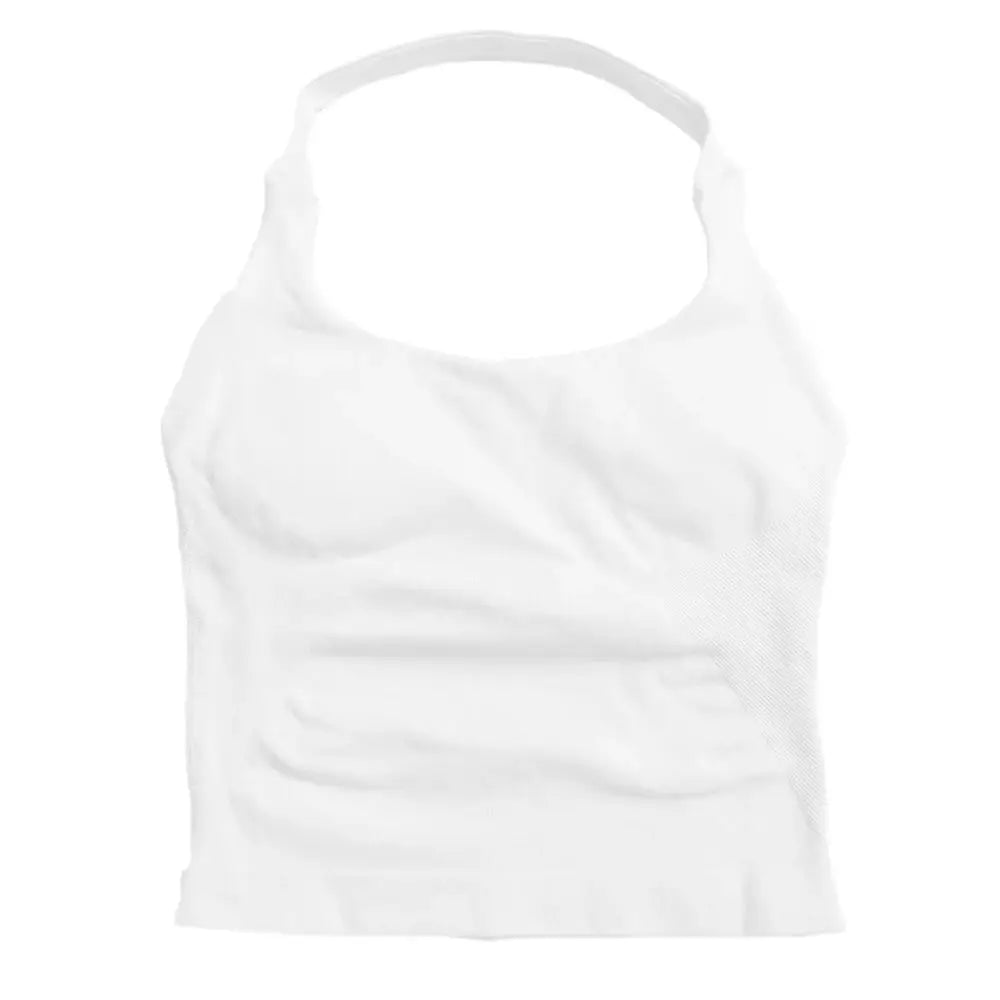 Gym Top Women Clothes Strappy Workout Tank Top Padded Sports Bra Backless Yoga Shirts Seamless Gym Crop Top Halter Fitness Vest