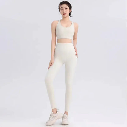 Women Breathable Yoga Set 2pcs Sport Suit Gym Wear Workout Clothes Gym Crop Top High Waist Legging Fitness Bra Set Sports Suits