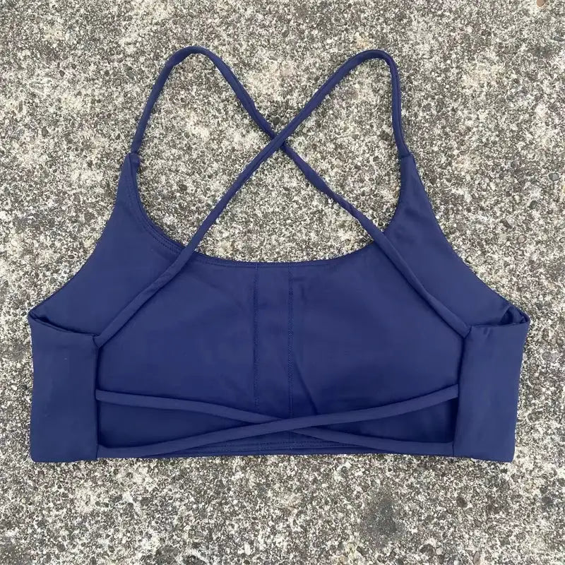 Sexy Soft Fitness Sport Bra Spaghetti Strap Cross Back Hollow Women Top Tight Gym Yoga underwear Athletic Workout With Chest Pad