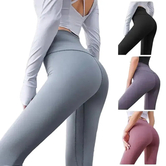 Sculpted Ribbed Yoga Leggings Fashionable High Waist Pants