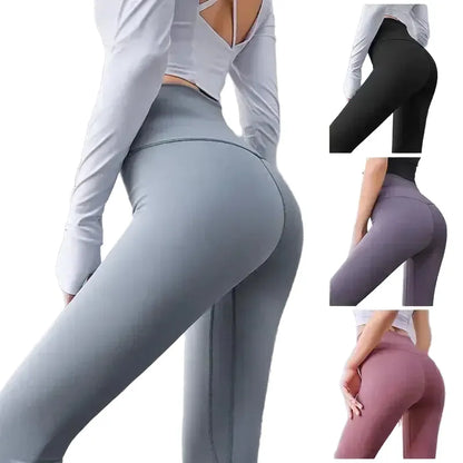 Ribbed Yoga Leggings Women Seamless Tummy Control High Waist