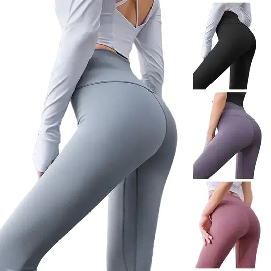 Ribbed Yoga Leggings Women Seamless Tummy Control High Waist