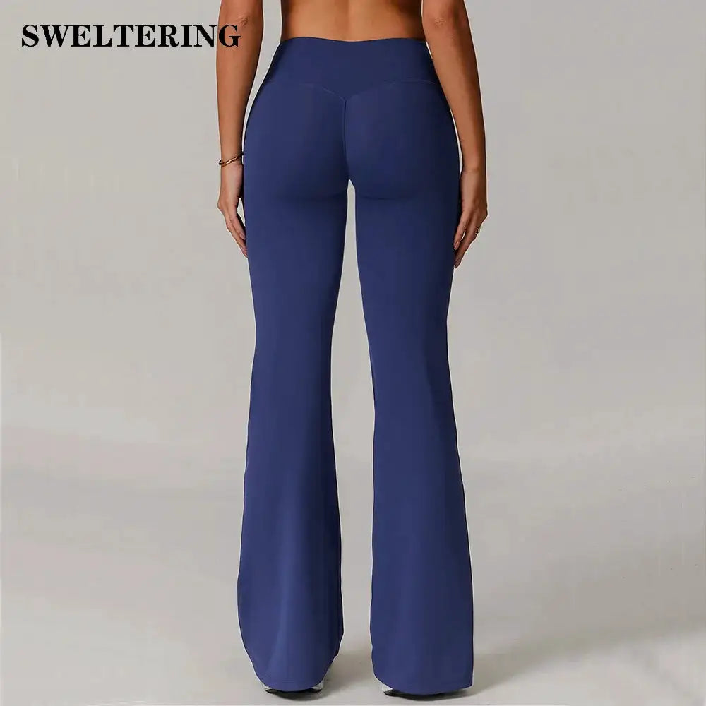 High Waist Wide Leg Pants Leggings Women Tights Fitness Bell-bottoms Yoga Elastic Leggings Push Up Gym Workout Flared Pants