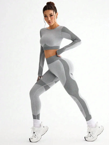 2pcs Hot-selling New Sports Tight Running Breathable Seamless Yoga Suit Women's Outdoor Fitness Suit Women's