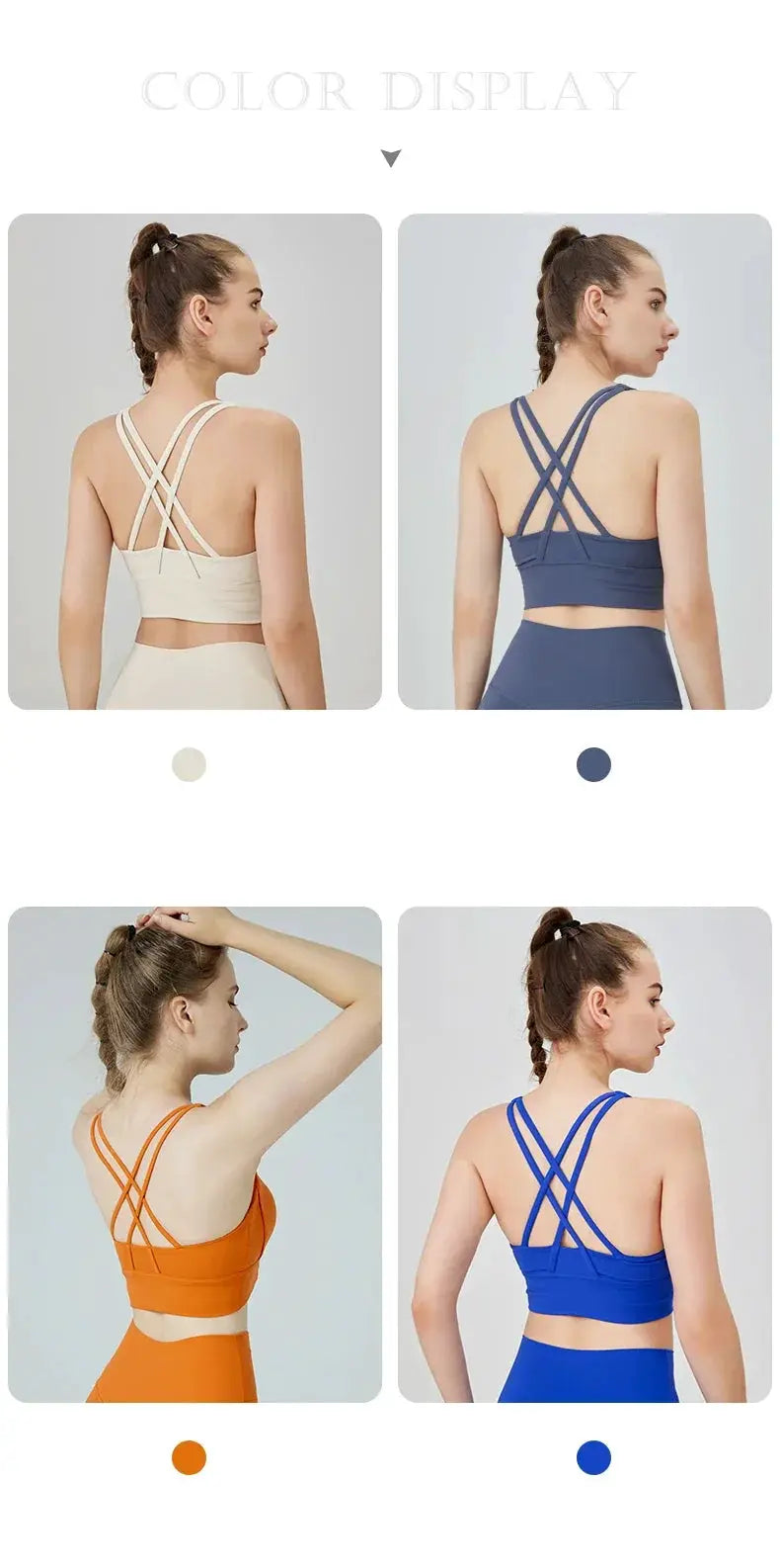 Women's Cross Back Yoga Bra for Gym Fitness Solid Color