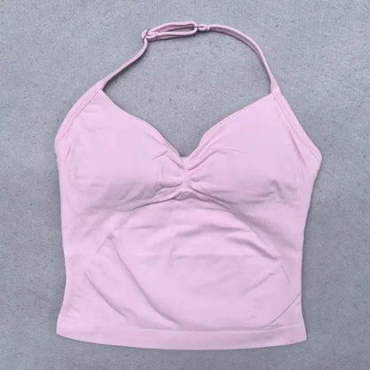 2 Pieces Yoga Set Women Backless Halter Tops High Waist Seamless Shorts Gym Suit Fitness Clothes Sportswear Workout Sets