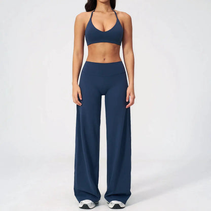 Women's Fitness Set Gym Tracksuit Breathable Sports Bra Flared Trousers Suit Workout Clothing Sportswear Female Athletic Wear