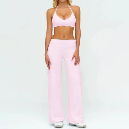 Women's Fitness Set Gym Tracksuit Breathable Sports Bra Flared Trousers Suit Workout Clothing Sportswear Female Athletic Wear