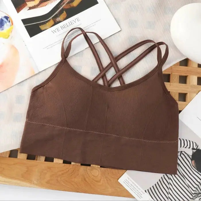 Sexy Women Tops Back Cross Strap Tank Running Sports Bra