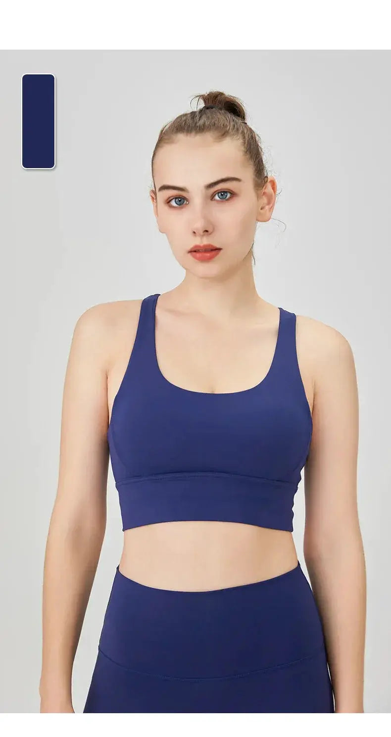 Women's Cross Back Yoga Bra for Gym Fitness Solid Color